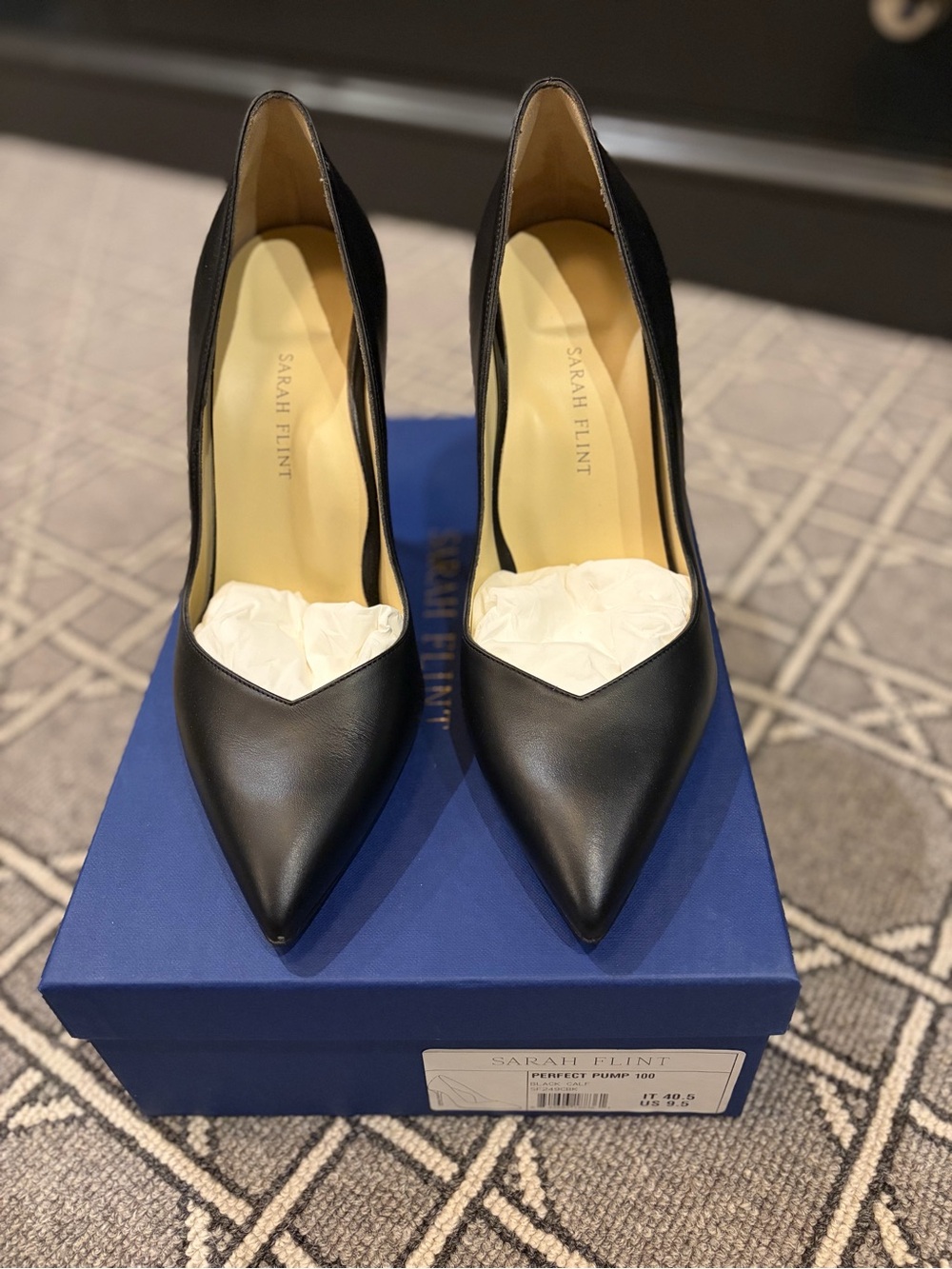 Sarah Flint Perfect Pump 100 - Black Leather Size 9.5
